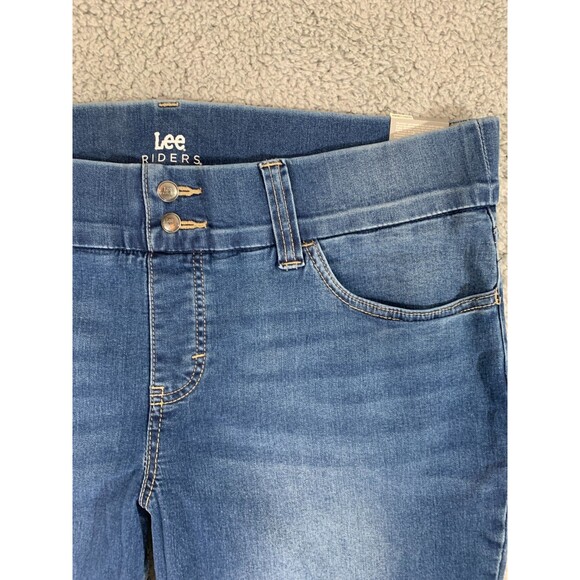 Women's Lee Riders Indigo 18P Jeans Bootcut Flare / Straight Cut Double Button - Picture 2 of 10